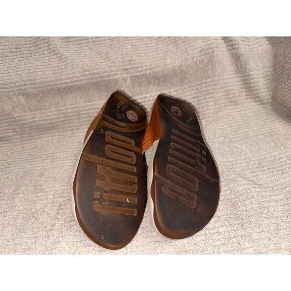 FitFlop Walk Star Leather Thong slip-on sandal Tan Womens size 6 - Picture 6 of 6